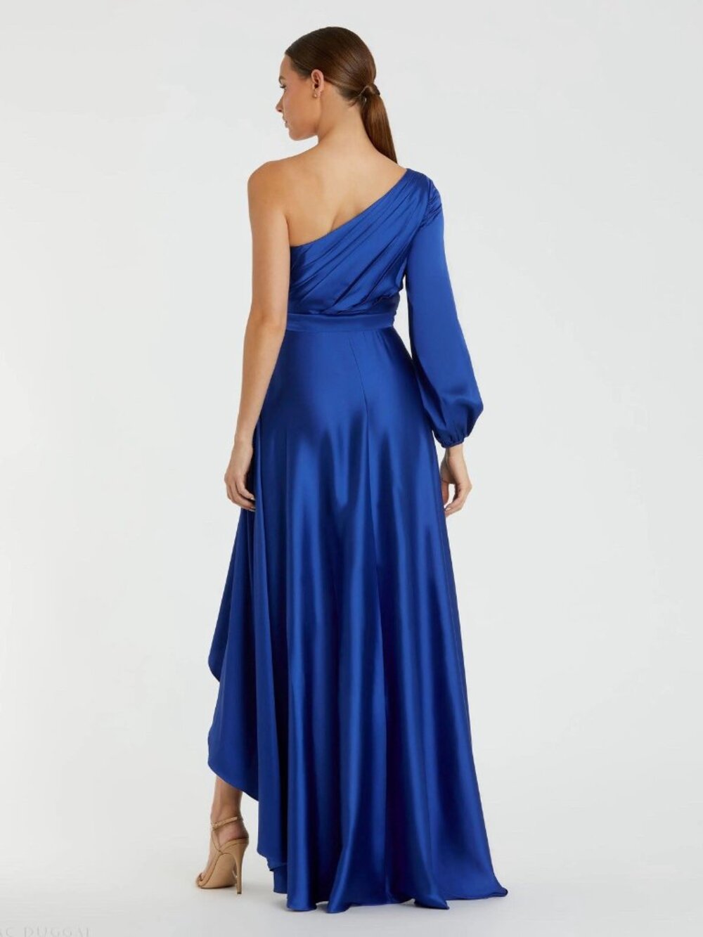 Mac Duggal Size 0 Blue 49141 One Shoulder Hi-Low A-line Cocktail Gown Dress NWT - Picture 3 of 10